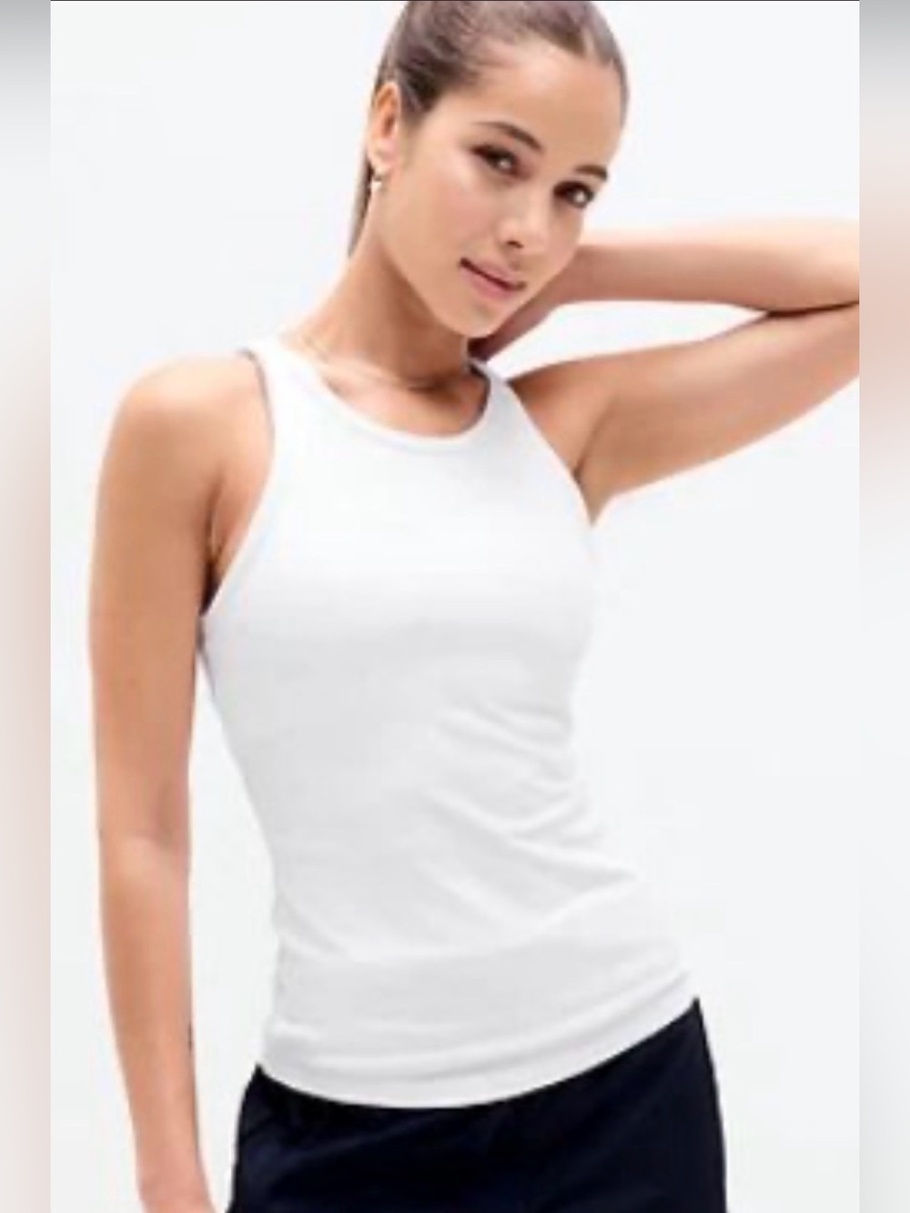 Athleta Women's Classic Signature White Rib Tank - Size Large